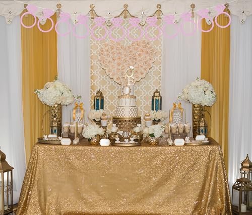 Pre-Strung Pink Glitter Diamond Ring Banner for Bachelorette Party