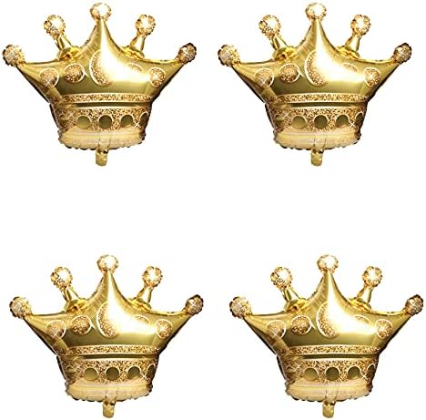 4Pcs Gold Crown Foil Balloons for Weddings and Parties