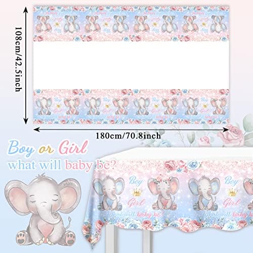 CMUSKO 3Pcs Elephant Gender Reveal Tablecloths