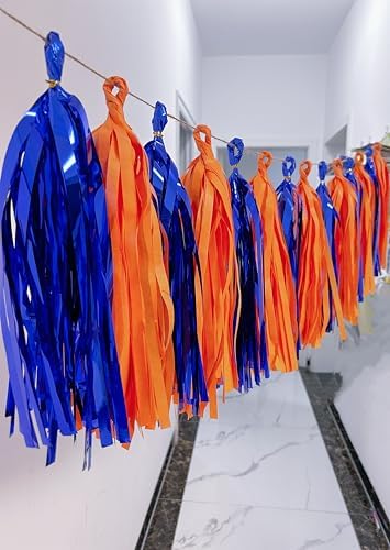 Blue and Orange Tassel Garland Decor Kit