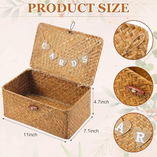 Geelin Sea Grass Wedding Card Basket With Flag