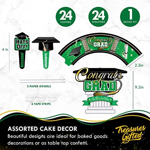 Treasures Gifted Green Graduation Decorations Set for 24 Guests