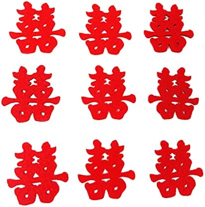 Honbay 120PCS Double Happiness Confetti - Red Non-Woven Wedding Decor