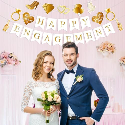 Happy Engagement Banner Set for Bride to Be Decor