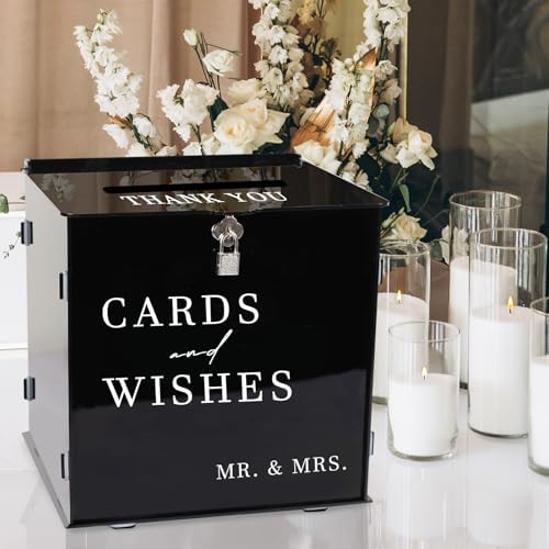Black Acrylic Card Box with Slot and Lock