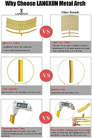 LANGXUN 72ft Gold Metal Balloon Arch Kit