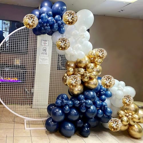 Navy Blue Gold Balloons Arch Kit 134pcs