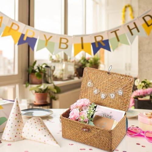 Geelin Sea Grass Wedding Card Basket With Flag