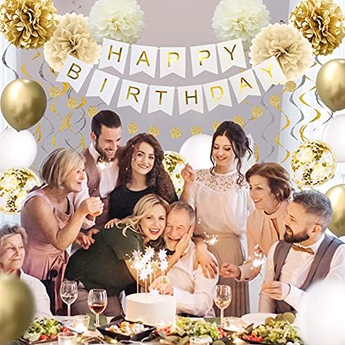 Gold Birthday Balloons and Decorations Set