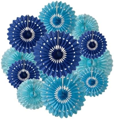 Meeom 12pcs Blue Hanging Honeycomb Fans Kit