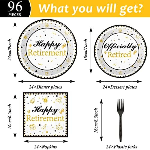 96 Piece Happy Retirement Tableware Set for 24 Guests