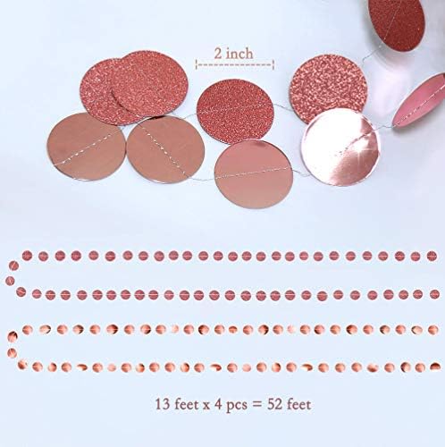 Cheerland Glitter Rose Gold Circle Dot Garland Decorations