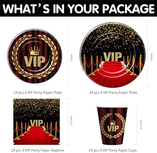 VIP Red Carpet Party Tableware Set for 24 Guests