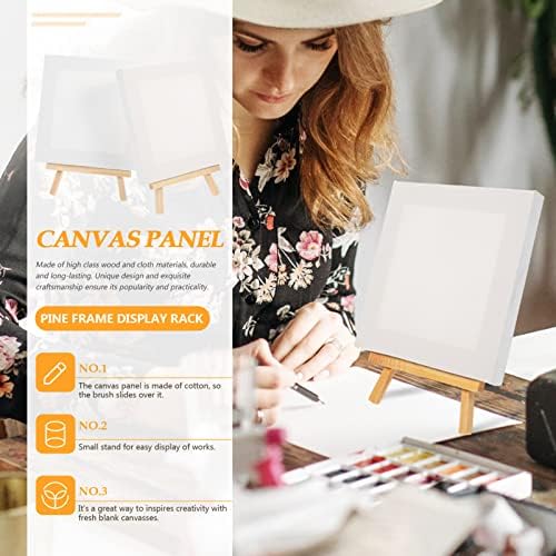 Jojofuny 5 Sets Mini Easel Stands with Canvases