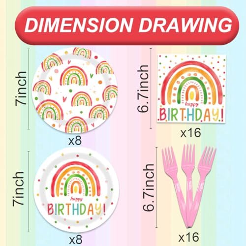 48Pcs Rainbow Themed Party Tableware Set