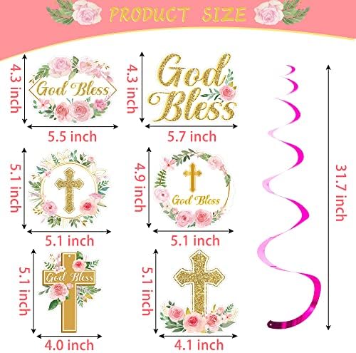 ANGOLIO 30Pcs Pink Floral Cross Hanging Streamers Decorations