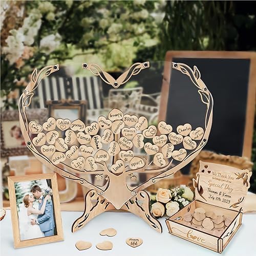 Heart-Shaped Wedding Guest Book with Tree of Life Frame