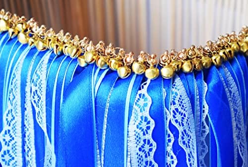100 Pack Blue Lace Wedding Ribbon Wands with Bells