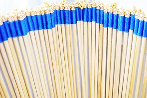 100 Pack Blue Lace Wedding Ribbon Wands with Bells