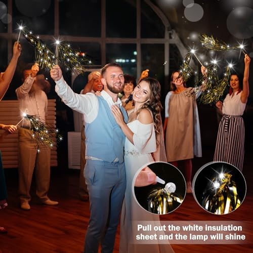 24 Pcs Lighted Wedding Wands with LED Tinsel