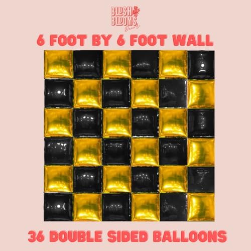 Black and Gold Foil Balloon Wall 36 Pack