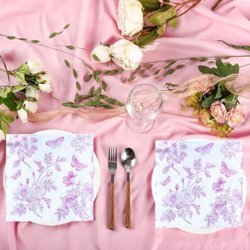 100 Pcs Pink White Floral Party Set for 25 Guests