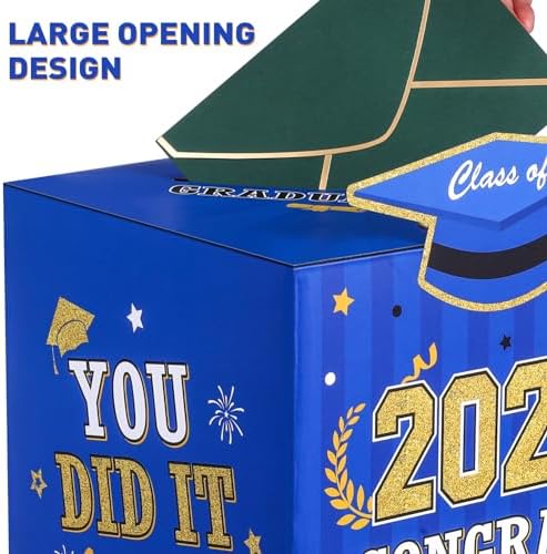 PRETYZOOM Graduation Card Box with Tassel - Blue