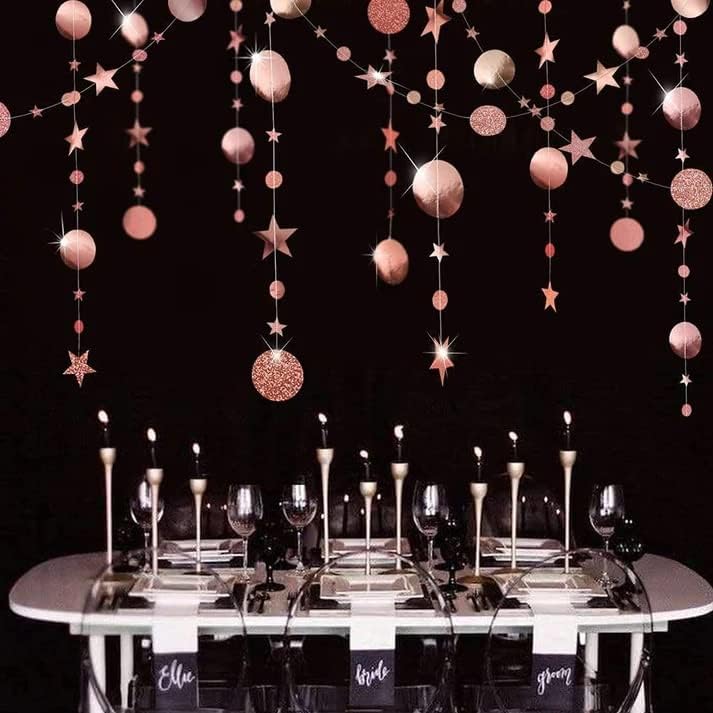 Rose Gold Star Garland Decorations for Celestial Events