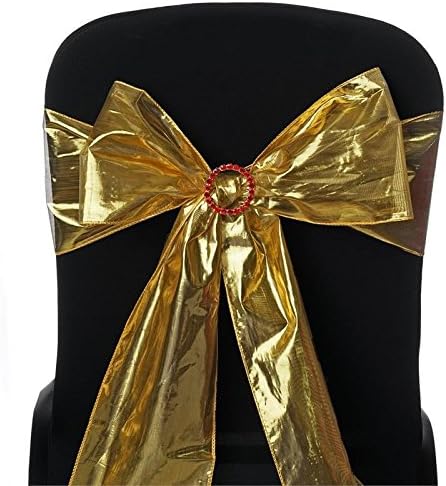 10 Gold Shiny Metallic Chair Sashes for Wedding Decor