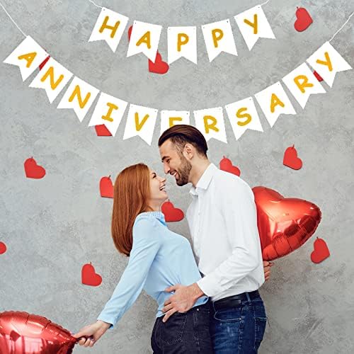 White Happy Anniversary Banner for Wedding Party Decoration