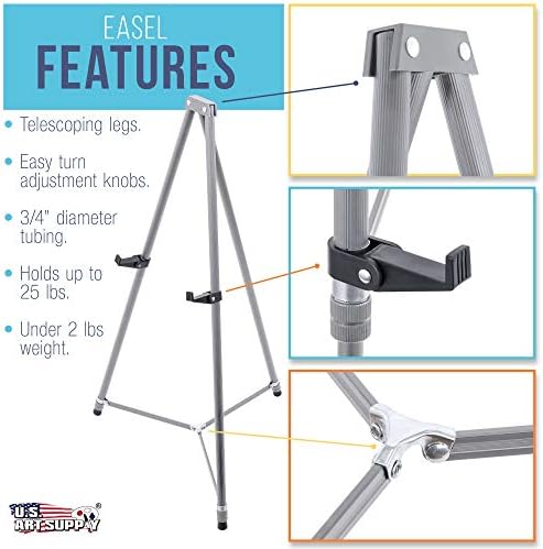 US Art Supply 66 Adjustable High Gallery Silver Metal Easel 10 Pack