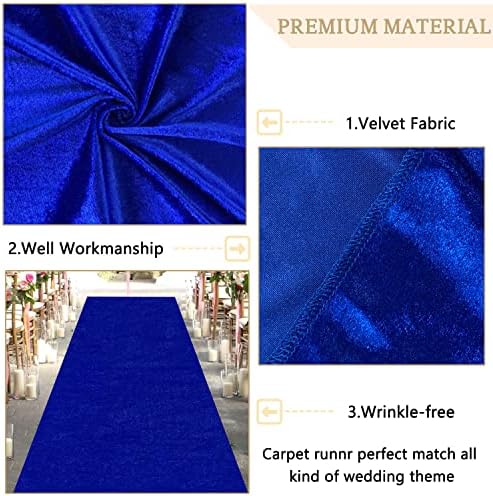 MODFUNS Royal Blue Velvet Aisle Runner 5x20FT Wedding Carpet
