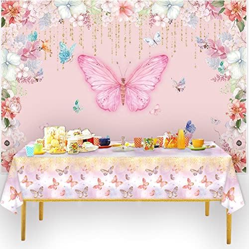 4pcs Butterfly Birthday Tablecloths Pink Purple Decorations for Girls