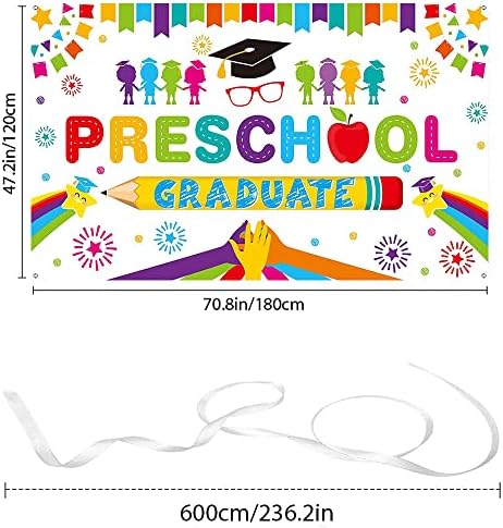 Kindergarten Graduate Backdrop Banner for Preschool Graduation Party Decor