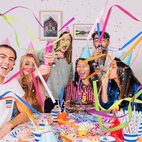 40Pcs Rainbow Ribbon Sticks with Bells for Parties