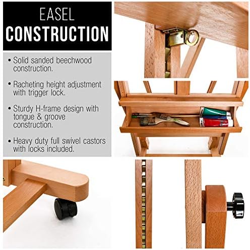 US Art Supply Heavy Duty Extra Large Adjustable H-Frame Easel
