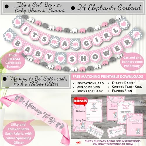 RainMeadow 697 PC Premium Elephant Baby Shower Decor Set