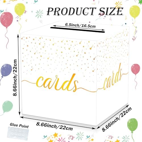 Elegant White Wedding Card Box with Shooting Stars