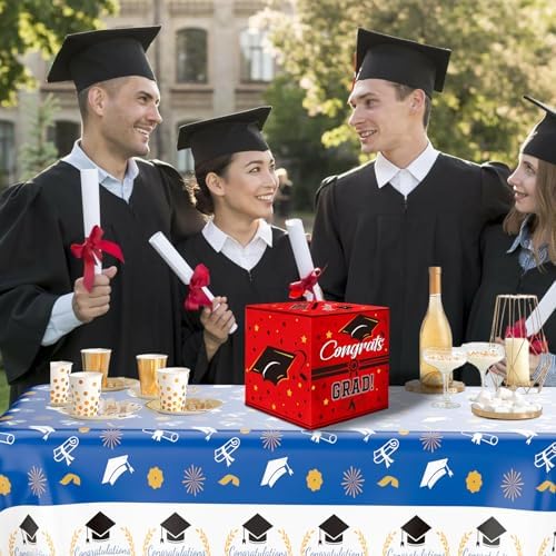 ChicQuench 2025 Red Graduation Card Box with Cap Design