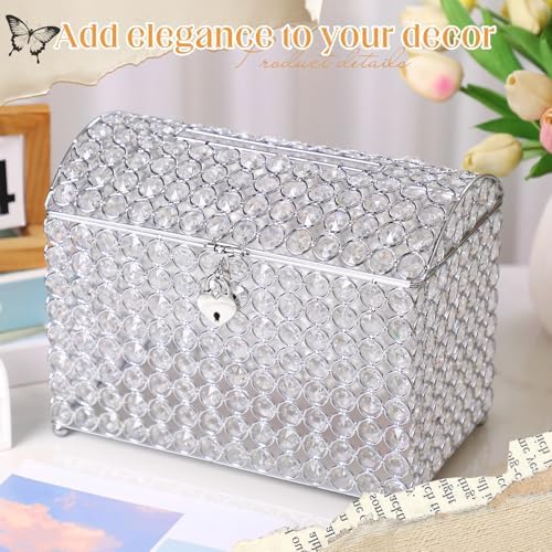 Nitial Crystal Wedding Card Box with Heart Lock