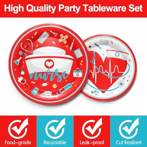 Nurse Graduation Party Tableware Set for 24 Guests