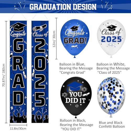 2025 Graduation Party Decorations Blue Set