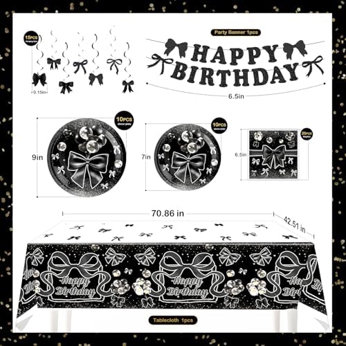Black Bow Party Decor Set for 20 Guests