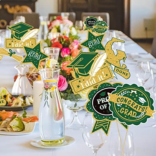 Green Gold Graduation Centerpieces 2024 24Pcs Table Decorations