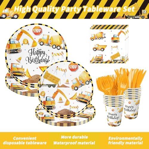 189 Pcs Construction Birthday Party Supplies for 20 Guests