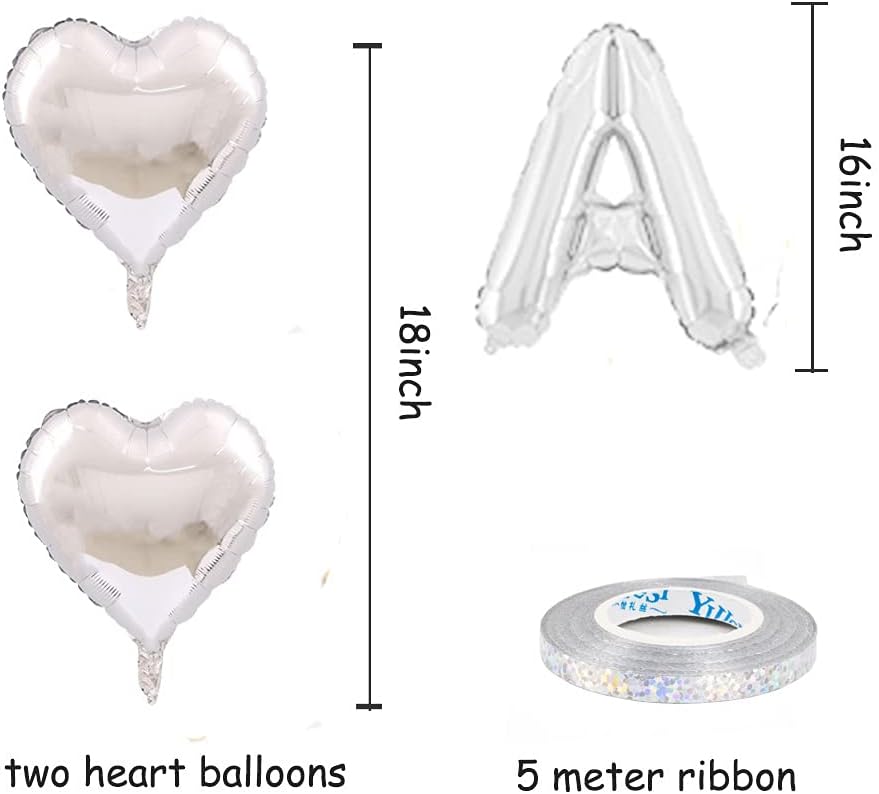 Just Married Balloon Banner - Silver Kit 16 Inch Wedding Decorations