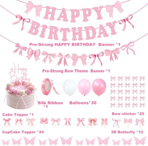 Pink Bow Coquette Birthday Decor Kit