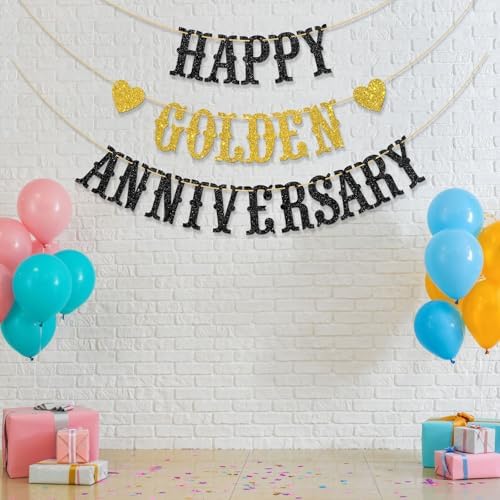 Happy Golden Anniversary Banner Wedding Party Decorations
