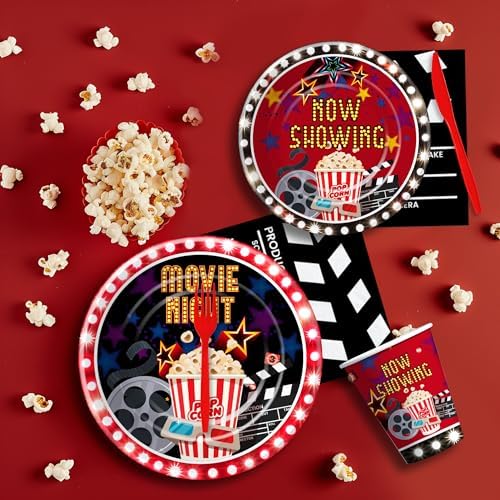 Movie Night Party Decorations Tableware Set Serves 24
