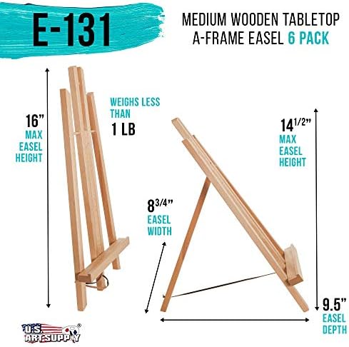 US Art Supply 14 Inch Medium Folding Table Easel Pack of 6